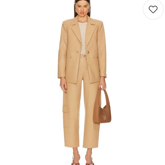 Shilo Women’s Faux Leather Blazer Fawn Brown Size Small Retail $268